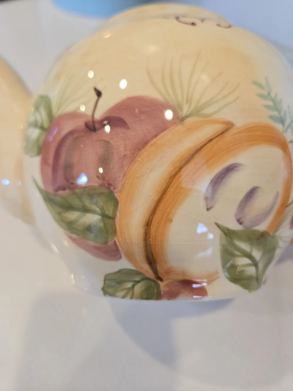 Crate&Barrel Cream Winter Fruits Teapot